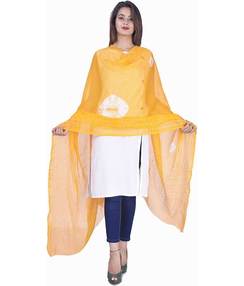 Apratim Yellow Chiffon Bandhej Dupatta