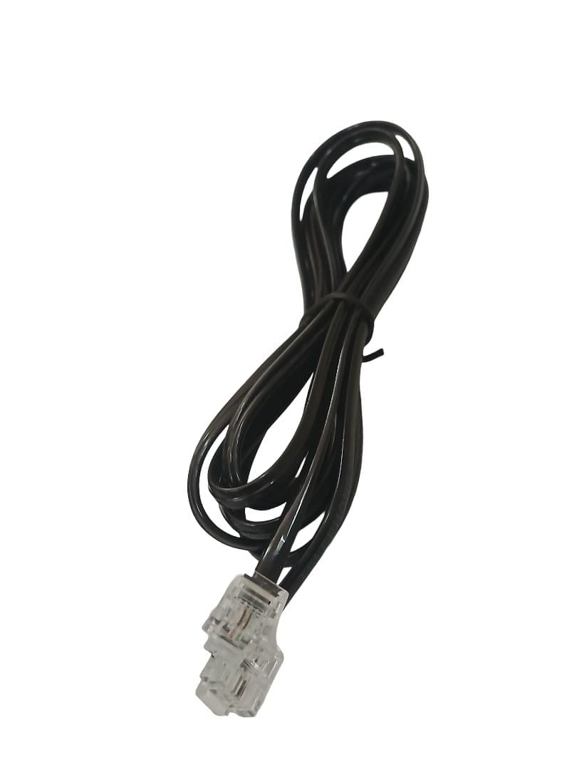 Landline Cable RJ11 Plug to Plug Telephone Modem Line Cable (Black, 2 Meter) - Pack of 4