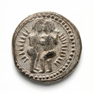 Gemini Zodiac/Mithun Rashi Ancient India Old Silver-plated Coin Silver Edition Gemini Zodiac/Mithun Rashi Ancient India Old Silver-plated Coin Silver Edition