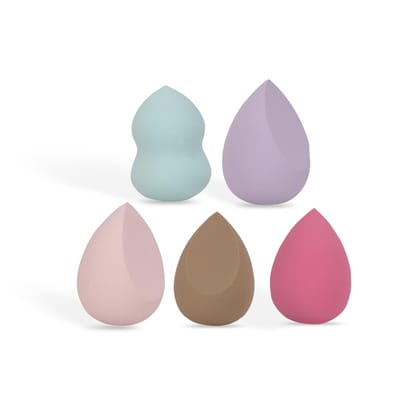 BUNGALOW BEAUTY Makeup Blending Sponge Set, 5 Pieces - Reusable | Beauty Makeup Sponge | Foundation Blender Sponge | Easy to clean I Latex-free Sponge I Suitable for Sensitive Skin