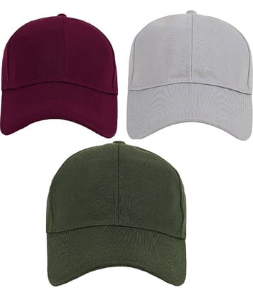 Zacharias - Multi Color Cotton Blend Men's Cap ( Pack of 3 )