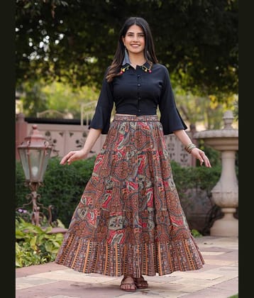 Juniper Women Printed Shirt With Skirt Co-Ord Set ( Multi Color )