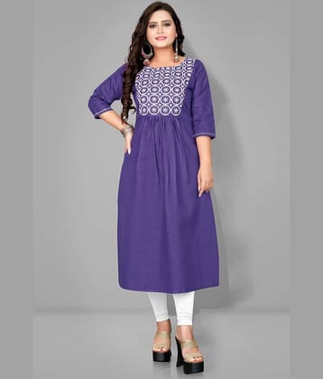 Lerkiza - Purple Cotton Women's Nayra Kurti ( Pack of 1 )