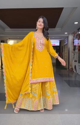 Party Wear Look Fancy Top-Dupatta And Fully Stitched Sharara Party Wear Look Fancy Top-Dupatta And Fully Stitched Sharara