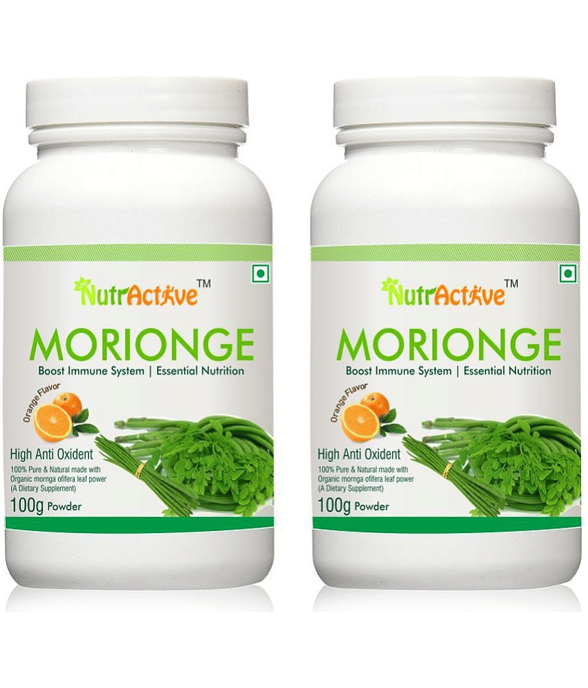 NutrActive Morionge, Organic Moringa Olifera Leaf Powder 200 gm Orange Multivitamins Powder Pack of 2