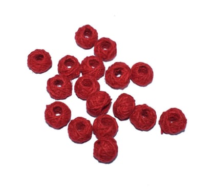 Red Cotton Thread Round Beads 12x8 mm for Jewellery Making, Beading, Arts and Crafts and Embroidery Work , TCB-003-Per Packet of 100 Pcs / 12X8 MM