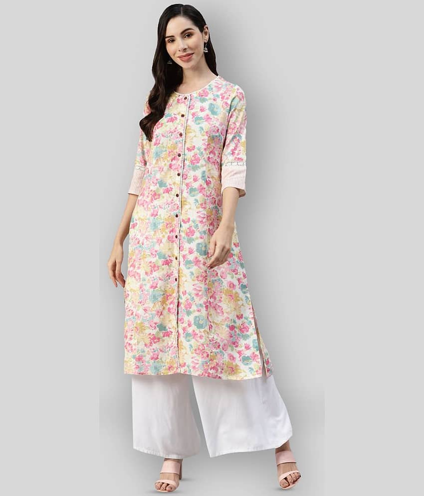 Divena - Multicolor Cotton Women's Front Slit Kurti ( Pack of 1 )