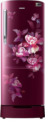 Samsung 183 L, 4 Star, Digital Inverter, Direct-Cool Single Door Refrigerator (RR20C2824HN/NL, Himalaya poppy Red, Base Stand Drawer, 2023 Model)