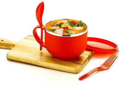 VillWin Noodles Bowl with Inner Stainless Steel Soup Bowl and Spoon Holder, Light Weight, Stackable, Perfect for Noodles, Maggie soups-500ml VillWin Noodles Bowl with Inner Stainless Steel Soup Bowl and Spoon Holder, Light Weight, Stackable, Perfect for Noodles, Maggie soups-500ml