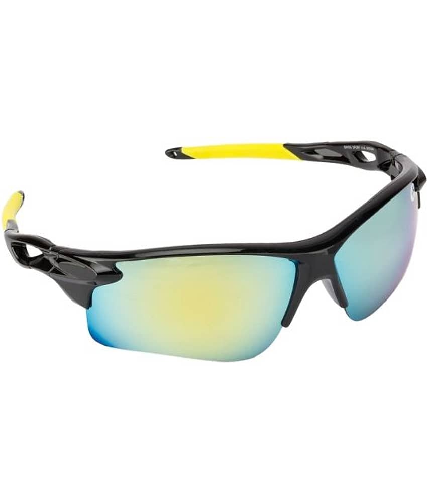 Fair-X Black Frame Golden Mirror Sports Goggles For Men & Women
