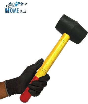 Finest Rubber Hammer/Mallet With Wooden Handle for Tile Fitting and Other Soft Impact Works Dead Blow Hammer -400 Gms, 1U