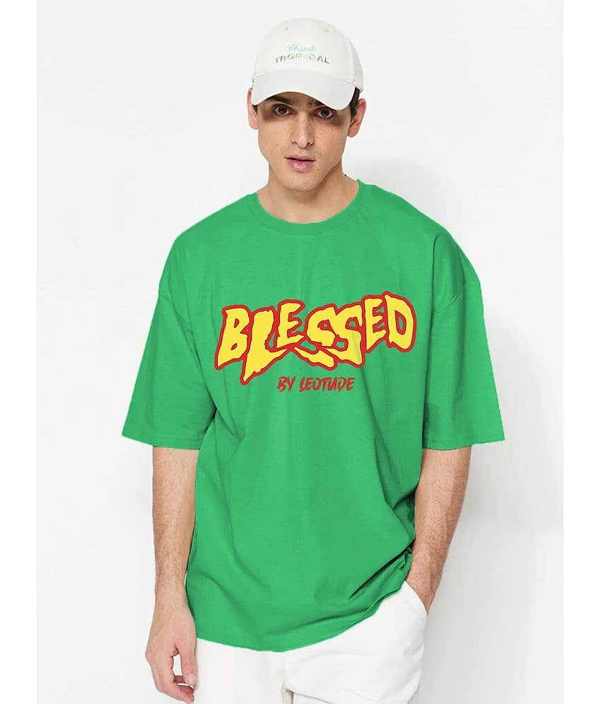 Leotude Pack of 1 Cotton Blend Oversized Fit Men's T-Shirt ( Green )