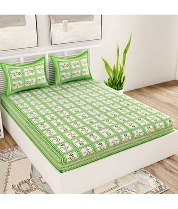 Uniqchoice Cotton 1 Double Bedsheet with 2 Pillow Covers ( Green )