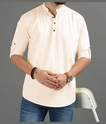 UNI VIBE Beige Cotton Men's Shirt Style Kurta ( Pack of 1 )