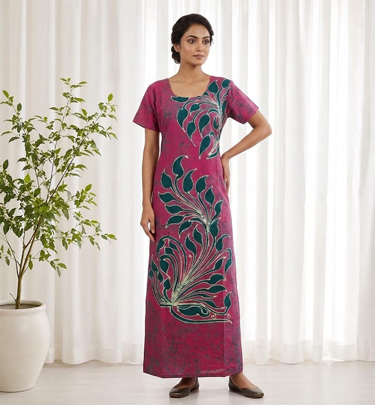Handcrafted Batik Print Cotton Gown