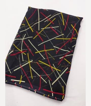 Kashvi Sarees Georgette Printed Chanderi saree With Unstitched Blouse Piece ( Black )