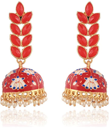 VIRAASI - Red Jhumki Earrings ( Pack of 1 )