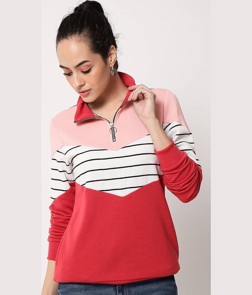 AUSTIN WOOD Poly Cotton Red Zippered Sweatshirt
