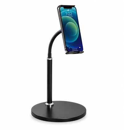 Premium Metal Mobile Stand | Height Adjustable 360 Phone Holder for Desk, Office & Home