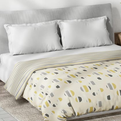DDECOR - Primary Collection 100% Cotton Geometric Pattern VOLTC Queen Dohar |229 CM X 254 CM| - Yellow