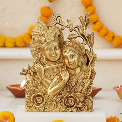 Brass Radha Krishna God Idol - Traditional Religious Showpiece, Height : 14 Inch (BSMAS1634 D)