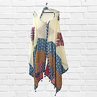 Applique Ajrakh Printed Dress Suit Material