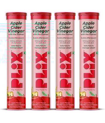 Plix Apple Cider Vinegar Effervescent Tablet with mother,Vit B6 & B12 for weight loss (4 x 15 No)