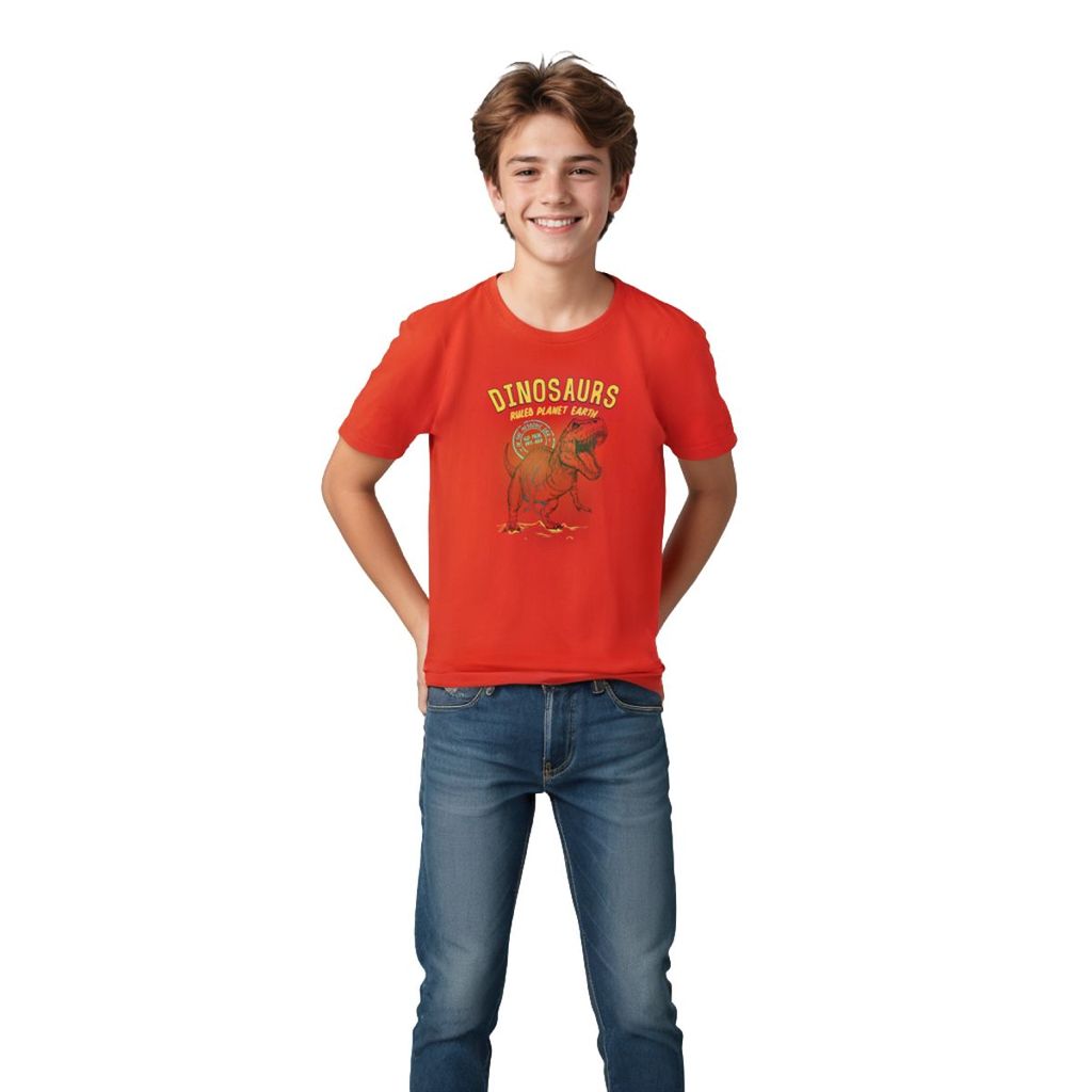 Affordable Kids Boys T shirt Cotton Fiery Red Dinosaurs 2025 at ShopCircuit | ONDC