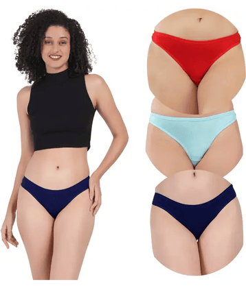 Bebron Cotton Lycra Thongs ( Multicolor , Pack of 3 )