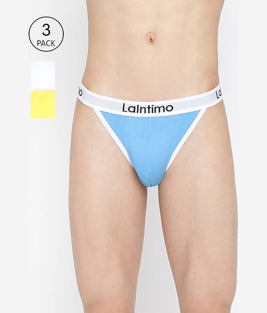 La Intimo Pack of 3 Cotton Briefs For Men's ( Multicolor )