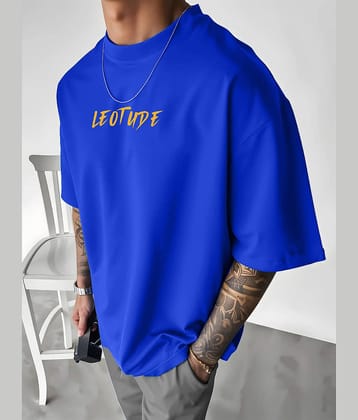 Trond Men Cotton Blend Oversized Fit Printed T-Shirt ( Blue )