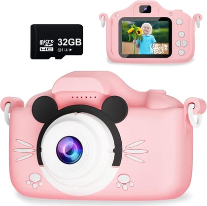CADDLE & TOES 40 MP Camera for Kids 4-15, 1080P HD 2.0 Inch Screen, 32GB SD Card, Birthday Christmas Gifts for Girls (Pink Mikki) CADDLE & TOES 40 MP Camera for Kids 4-15, 1080P HD 2.0 Inch Screen, 32GB SD Card, Birthday Christmas Gifts for Girls (Pink M