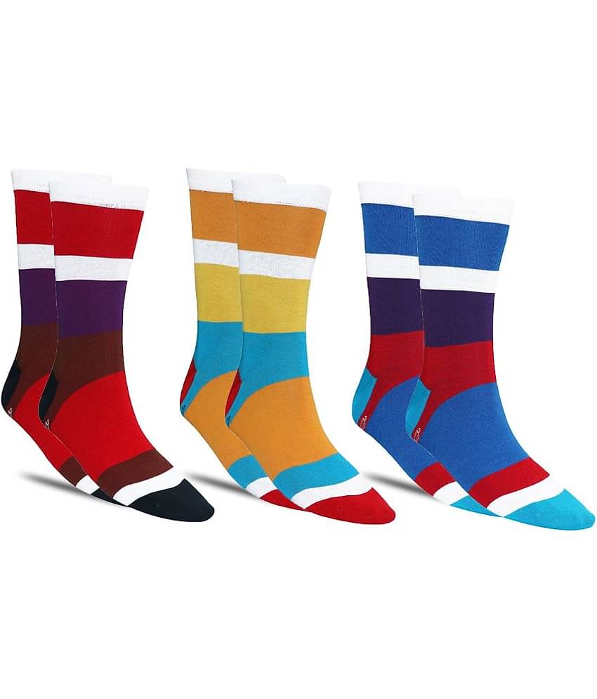 Dollar - Cotton Men's Colorblock Multicolor Full Length Socks ( Pack of 3 )