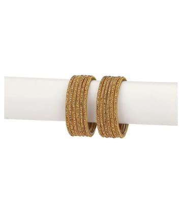 Party Glass Bangle Set Ornamented With Beads For Spaical Look (Pack Of 12 Gold Shining & Attractive - None