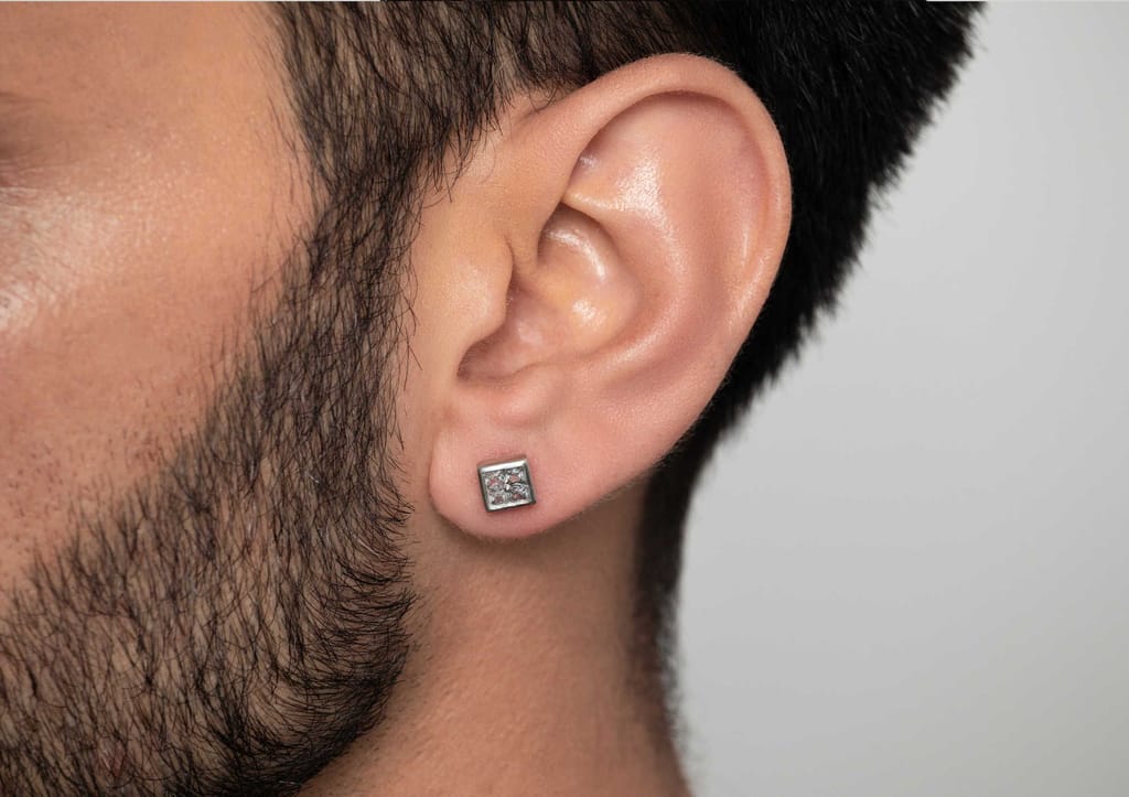 4 Square Matrix Ear Stud For Men (1 Pc Only)