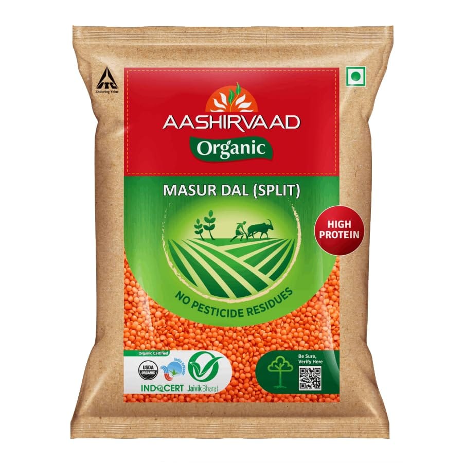 Aashirvaad Organic Masur Dal, 500G