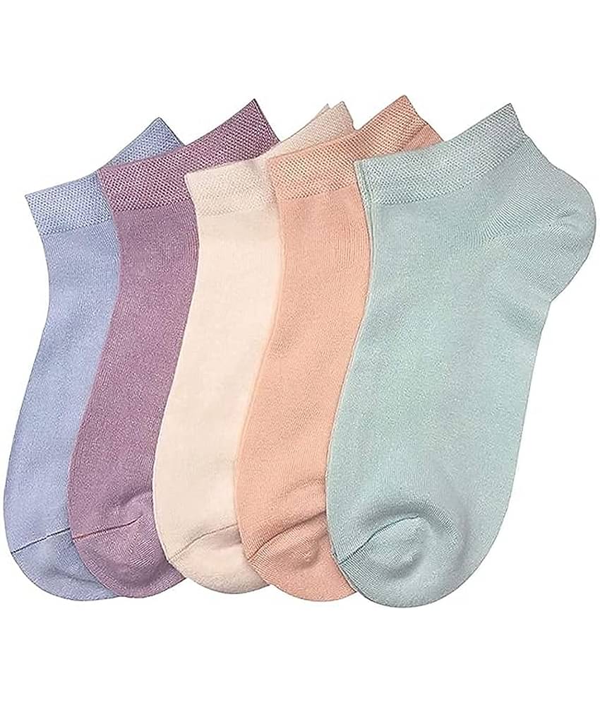 THRIFTKART Pack of 4 Women's Cotton Ankle Length Socks ( Multicolor )