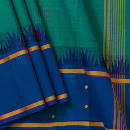 Green Kanchi Cotton Saree Ganga Jamuna Border PV MM KC 223