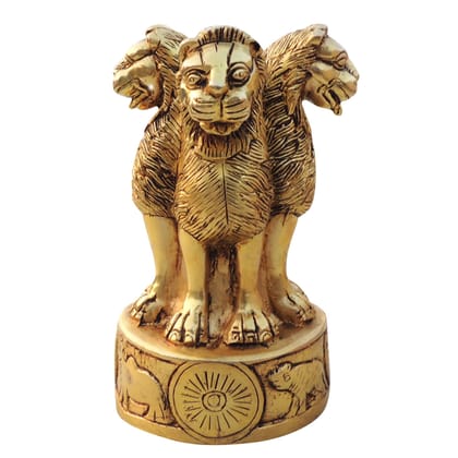 Handcrafted Brass Ashoka Stambh Statue - Table Decor Symbol of Pride, Height : 6.5 Inch (BSMAS1657 D)