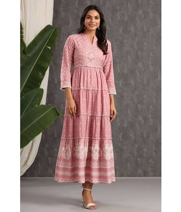 Juniper Women Rayon Ethnic Dress ( Pink )