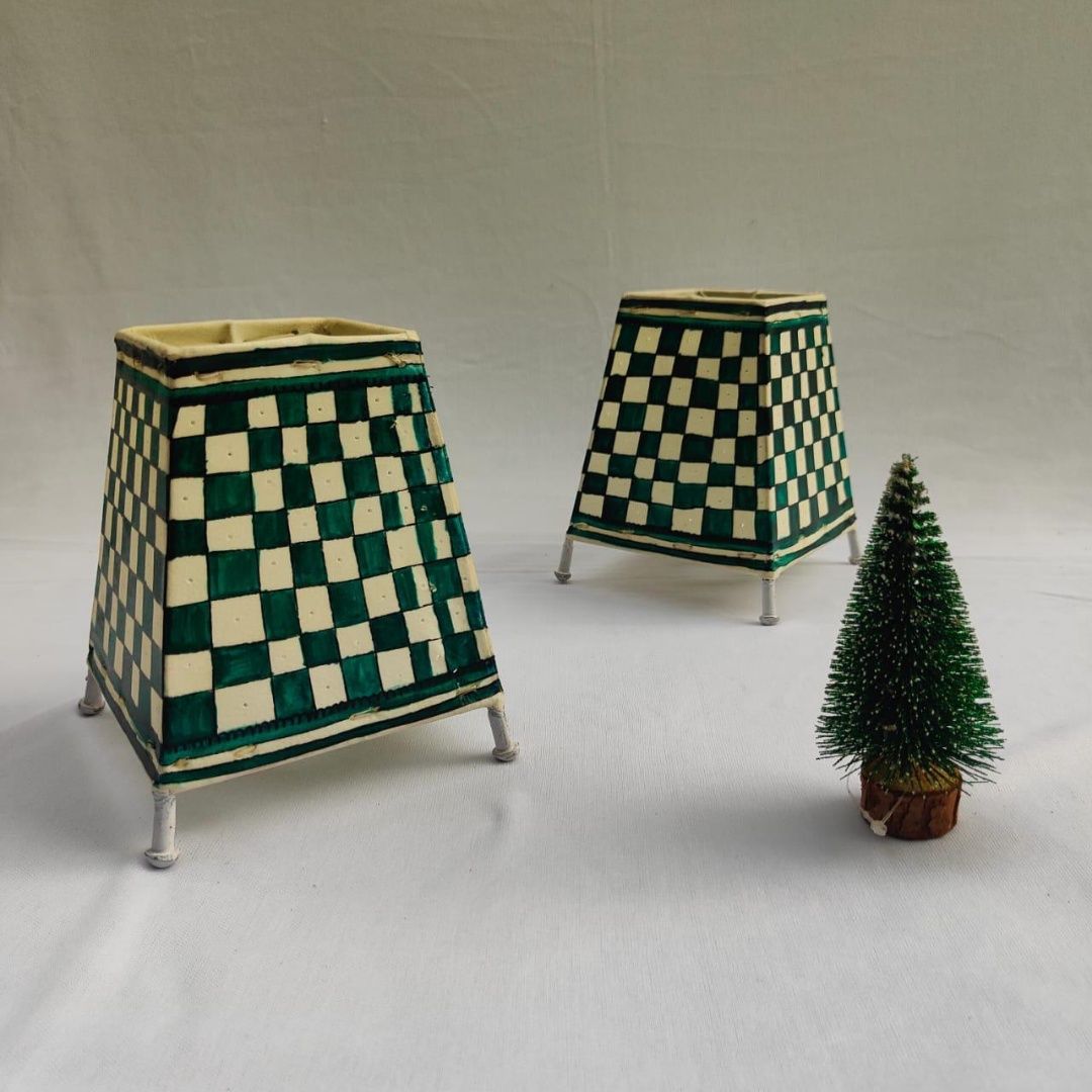 5 inch Checks design Square lamp