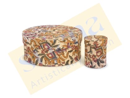 Srjana Handcrafted Fabric Covered Round Storage Box Srjana Handcrafted Fabric Covered Round Storage Box