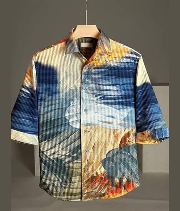 MENTIFIC Corduroy Regular Fit Printed 3/4th Sleeves Men's Casual Shirt - Multicolor 5 ( Pack of 1 )