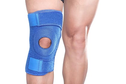 Ezyfit Open-Patella Knee Support for Arthritis, Joint Pain Relief with Adjustable Strap & Breathable Neoprene Material (Free Size)