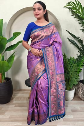 Verbena Lavender Zari Woven Banarasi Silk Saree