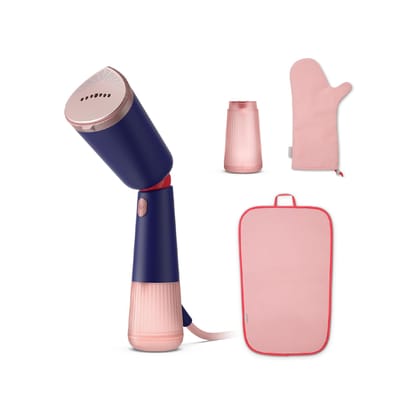 PHILIPS STH 5030/20 Handheld Garment Steamer, Two Water Tanks Glove Pouch & Mat Included, Hand Baggage Friendly Design, Adjustable Head for Horizontal & Vertical Steaming- No Burns Guaranteed,1400Watt PHILIPS STH 5030/20 Handheld Garment Steamer, Two Wat