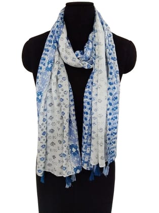 JVNINE Blue Viscose Womens Scarf ( Pack of 1 )