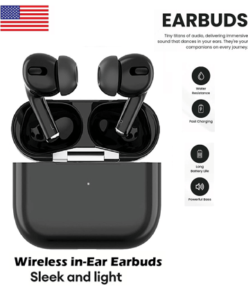 Wireless Bluetooth Earbuds – Deep Bass, HD Audio & All-Day Battery Life (BLACK)