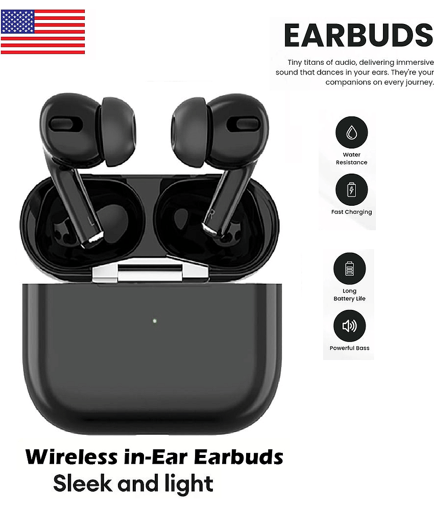 Wireless Bluetooth Earbuds – Deep Bass, HD Audio & All-Day Battery Life (BLACK)