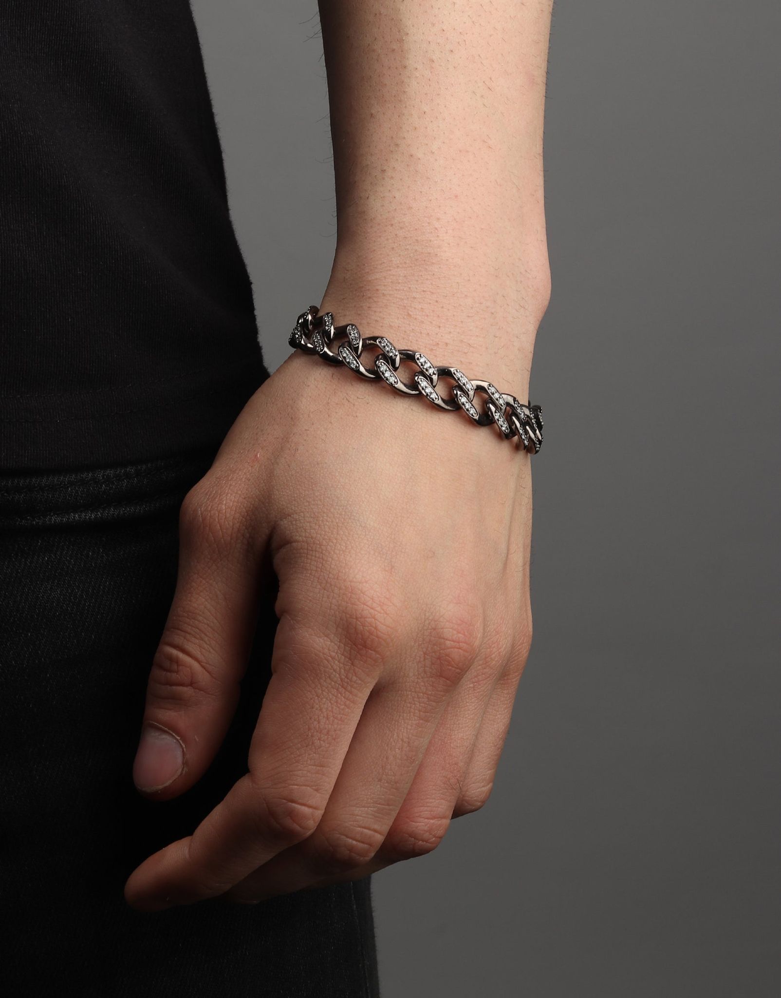 Gulf Cuban Iced Out Bracelet - Black-7 Inches / Black